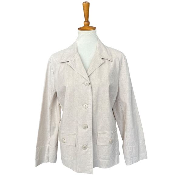 NWT Vintage Light Academia Preppy Requirements Linen Blend Blazer Size Large - Picture 1 of 7